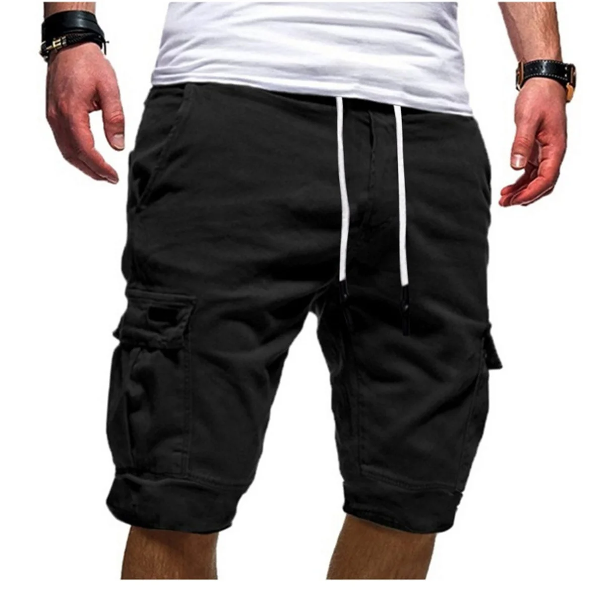 Men\'s Summer Leisure Sports Shorts Solid Color Pocket Fitness Sports Cotton And Linen Flash Sales