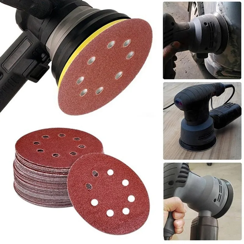 15pcs 5Inch 125mm Round Sandpaper 8Hole Sanding Disc Metal Auto Wood Car Wheel Restoration Polishing Kit 60-5000 Grit Sand Sheet