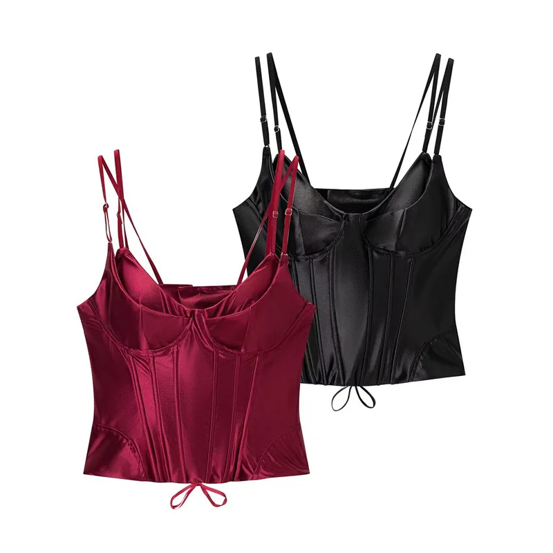 Women's Sexy Satin Strap Tank Top Versatile Short Fashion Hot Girl Spring Summer New Mujer 2026 Collection