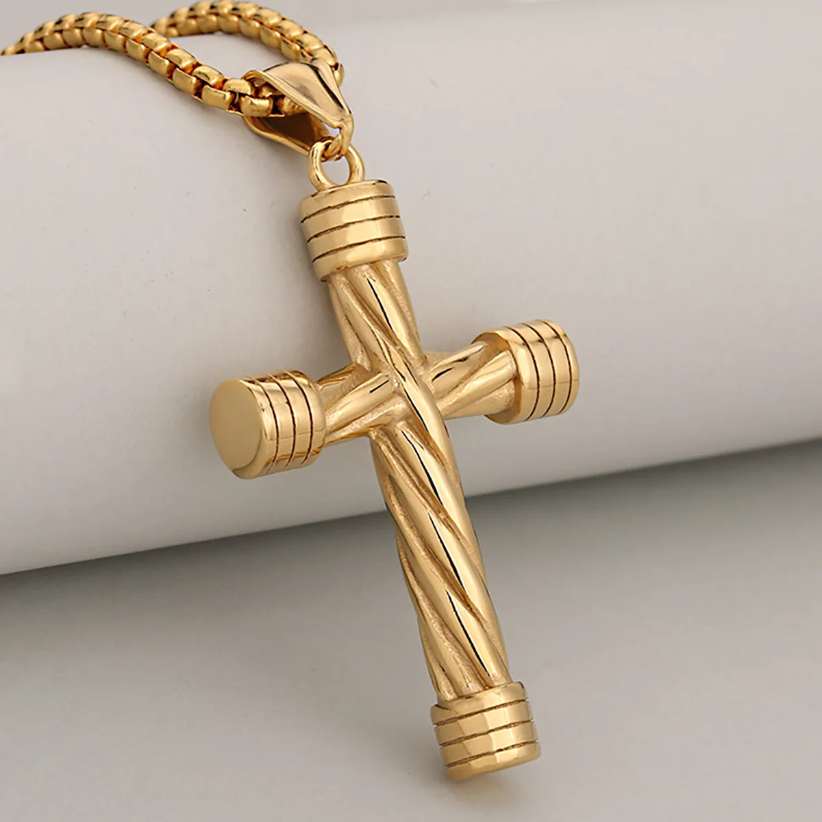 

Tough Style Hip-Hop Wave Stainless Steel Cool Punk Cross Pendant Necklace For Men And Women, Great For Men & Women