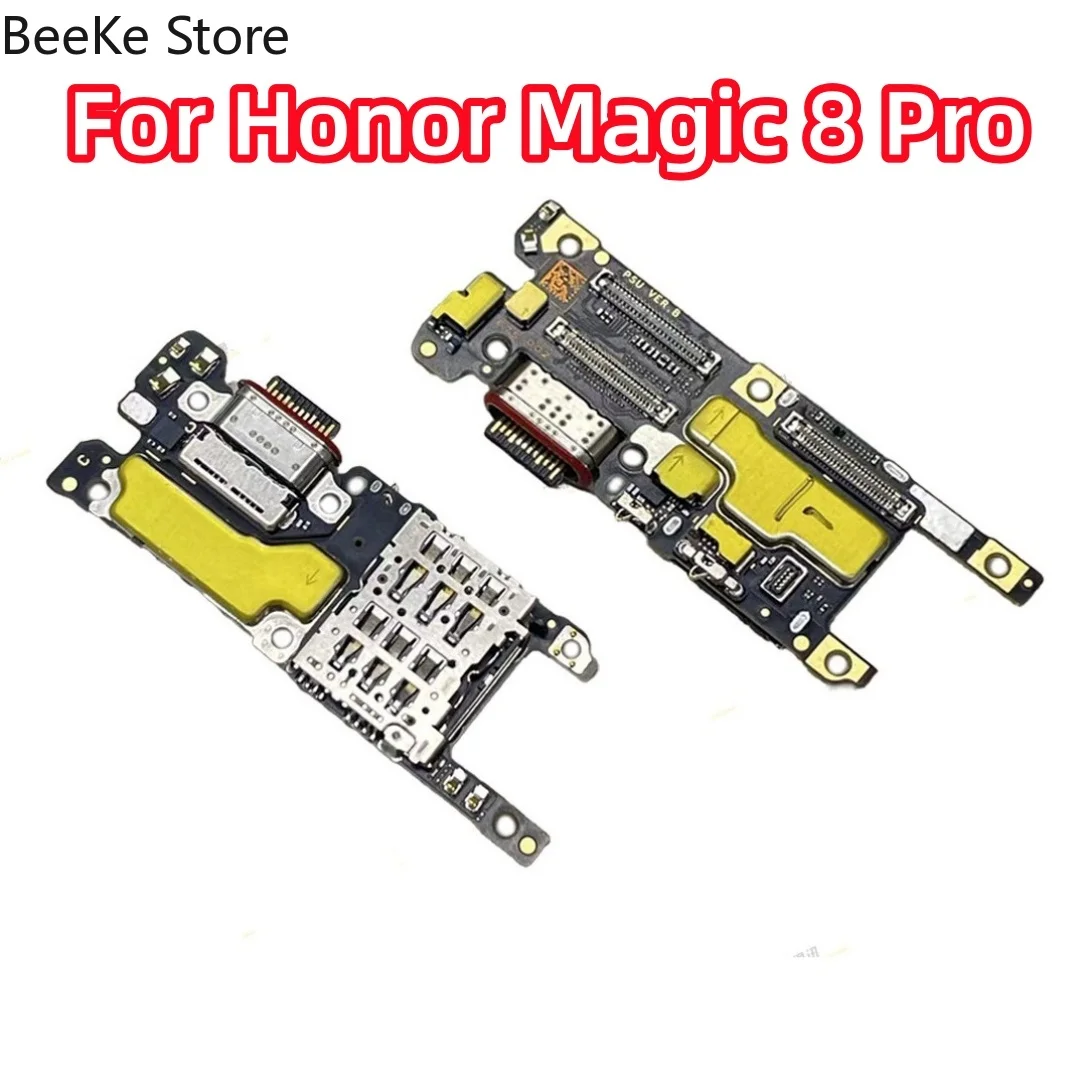 Repair Ori For Honor Magic 8 Pro 5G，BKQ-N49 Charging Port Dock SIM Card Reader Slot Mic Type-C USB Charger Plug Flex Cable Board