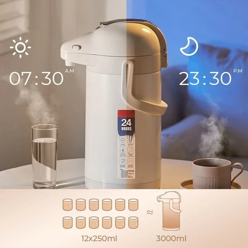 

Air Pressure Hot Water Bottle 2.5-4L Large Capacity Open Water Bottle Pressing Hot Water Bottle Glass Inner Tank