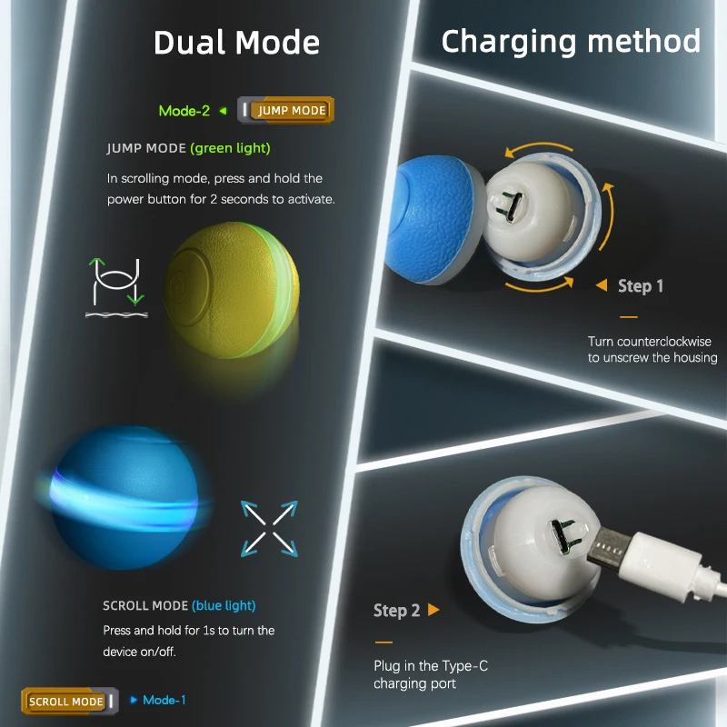 القط التفاعلية الذكية العاب كروية صامتة التلقائي كرة دوارة USB مصباح ليد لعبة الحيوانات الأليفة الكهربائية الكلب القط دعابة التدريب 1 ~ 2 قطعة