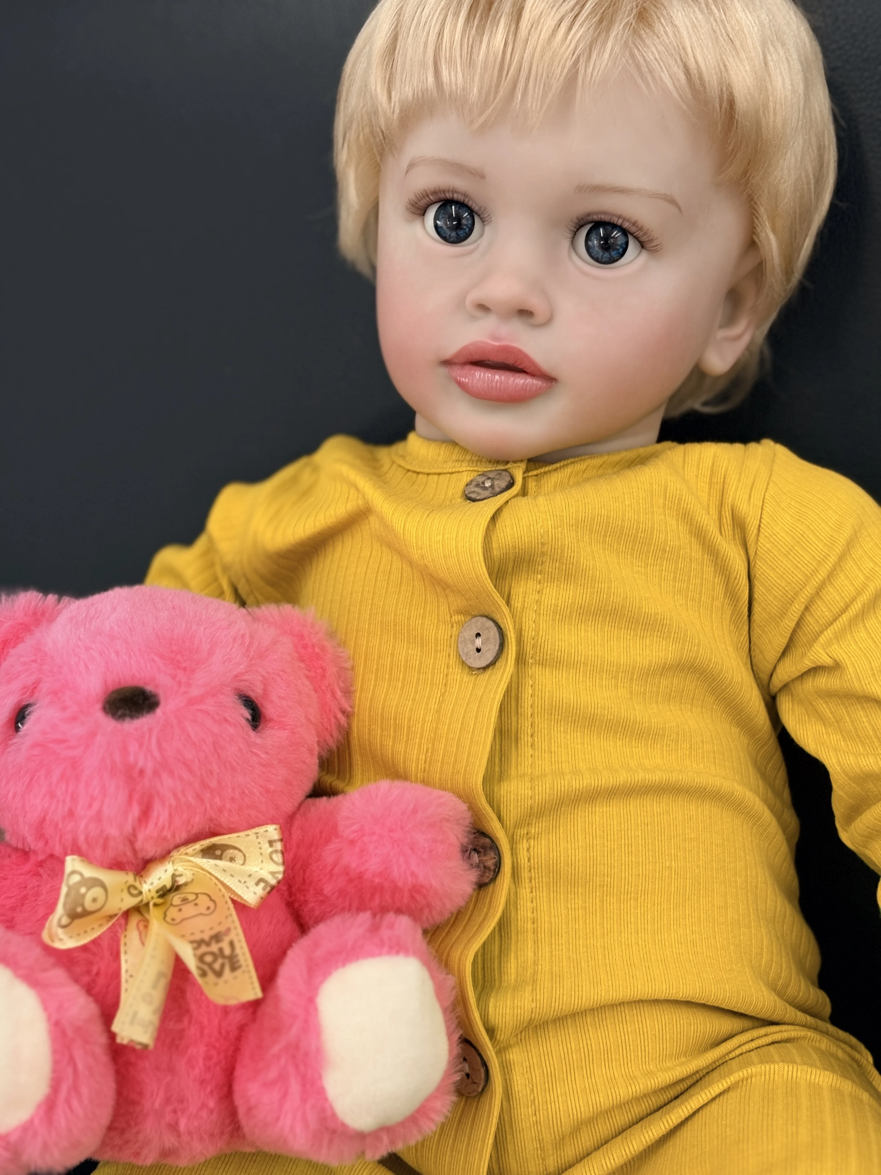 66CM Reborn Pippa Realistic Huge Size Stand Toddler Baby with Implanting Blonde Hair with 3D Painting Skin Version