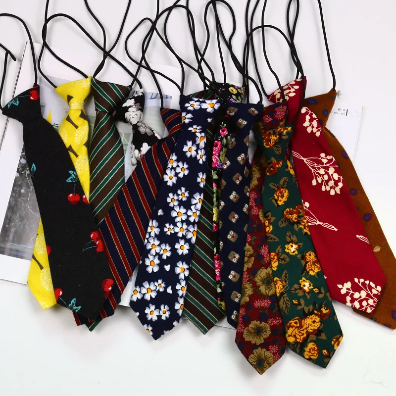 여성용 플로럴 레이지 타이 고무 밴드 넥타이, 여대생 셔츠 유니폼 넥웨어, 한국 스타일 좁은 매듭 프리 작은 넥타이, 6cm
