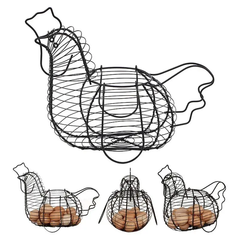 Egg Basket For Collecting Eggs Chicken Shaped Wire Egg Basket Large Capacity Gathering Practical Basket