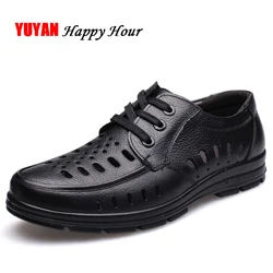 Fashion Genuine Leather Shoes Men Summer Sandals Hollow Men's Sandals Male Brand Casual Footwear ZHK288