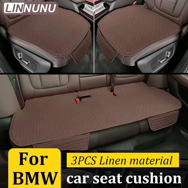 

Linnunu 3Pcs Car Seat Cushion Linen Material Protect Interior Accessories for Bmw X1 X2 X3 X4 X5 X6 E84 F48 G01 F25 E70 F15 F86