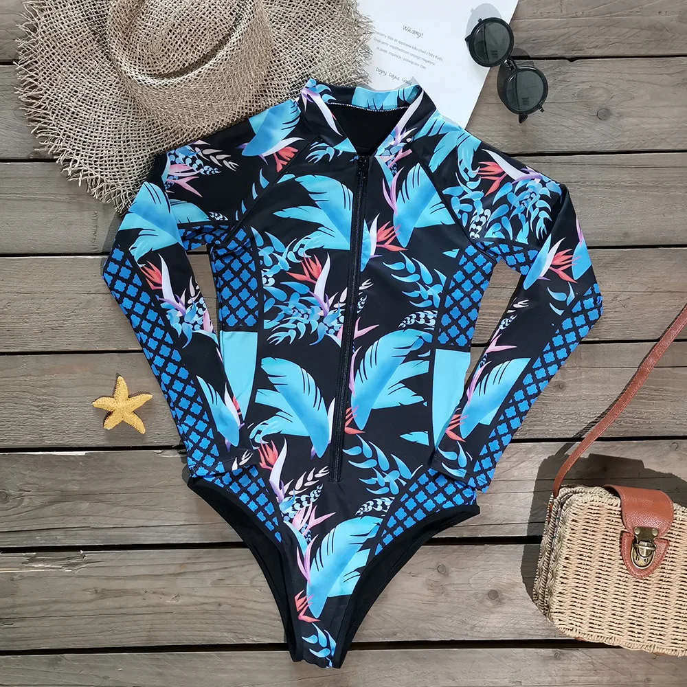 Print Bikini Set Push Up Biquini 2025 Sport One Piece Swimwear Women's Swimsuit Brazilian Bathing Suit Long Sleeve Beachwear