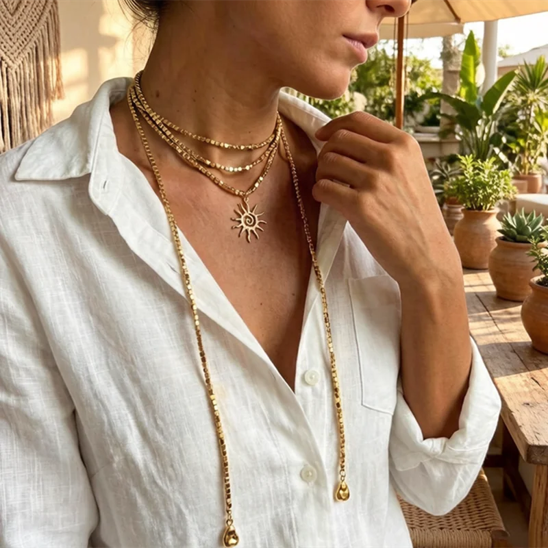 Retro Vintage Gold Layered Cross Necklace Religious Coin Medallion Choker Boho Stylish Beach Party Jewelry for Women Daily Wear