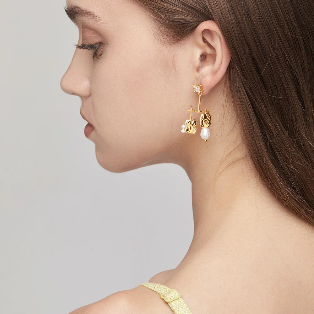 

ENFASHION нерегулярные серьги-капли для женщин, висячие серьги с натуральным жемчугом, 2021, специальные свадебные серьги, модные украшения E 211233