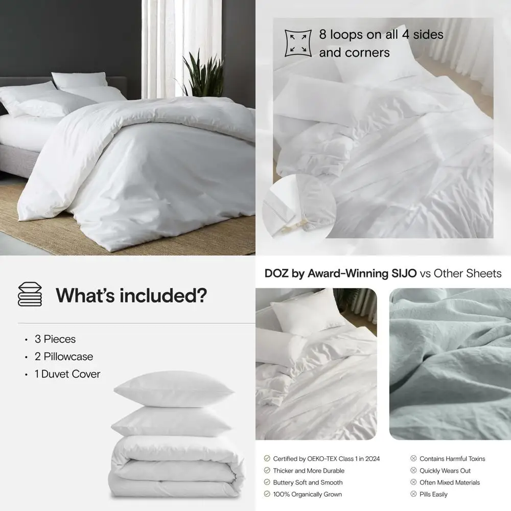 

Bamboo Viscose Duvet Cover Set - Organic, Soft, Cooling, High GSM, 1 Duvet Cover, Long-Lasting Comfort