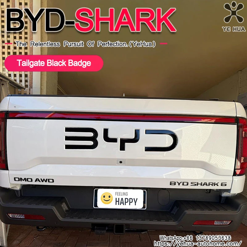 ل BYD القرش 6 الجذع القياسية ثلاثية الأبعاد شارة لاصق الشعار لامع أسود ملصق الديكور قطع غيار السيارات الإكسسوارات الفقرة