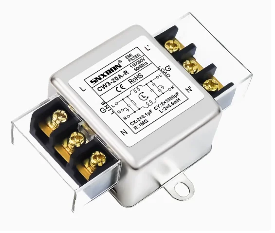 CW3-20A-R anti-interference power filter AC220V EMI circuit audio purifier dual terminal desktop