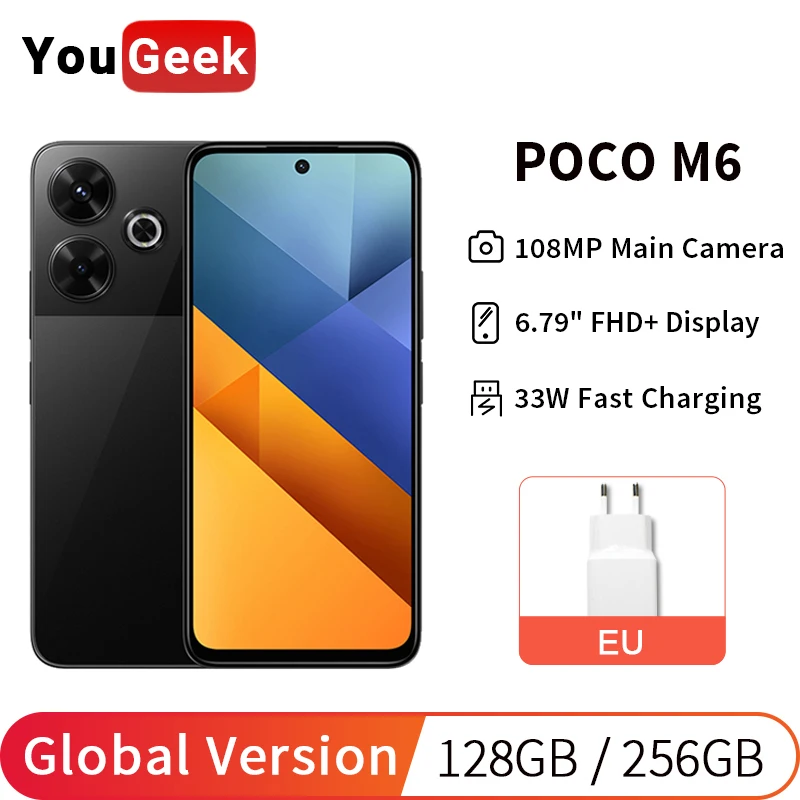 POCO M6 NFC Cellphone Global Version Helio G91-Ultra 108MP Camera 6.79