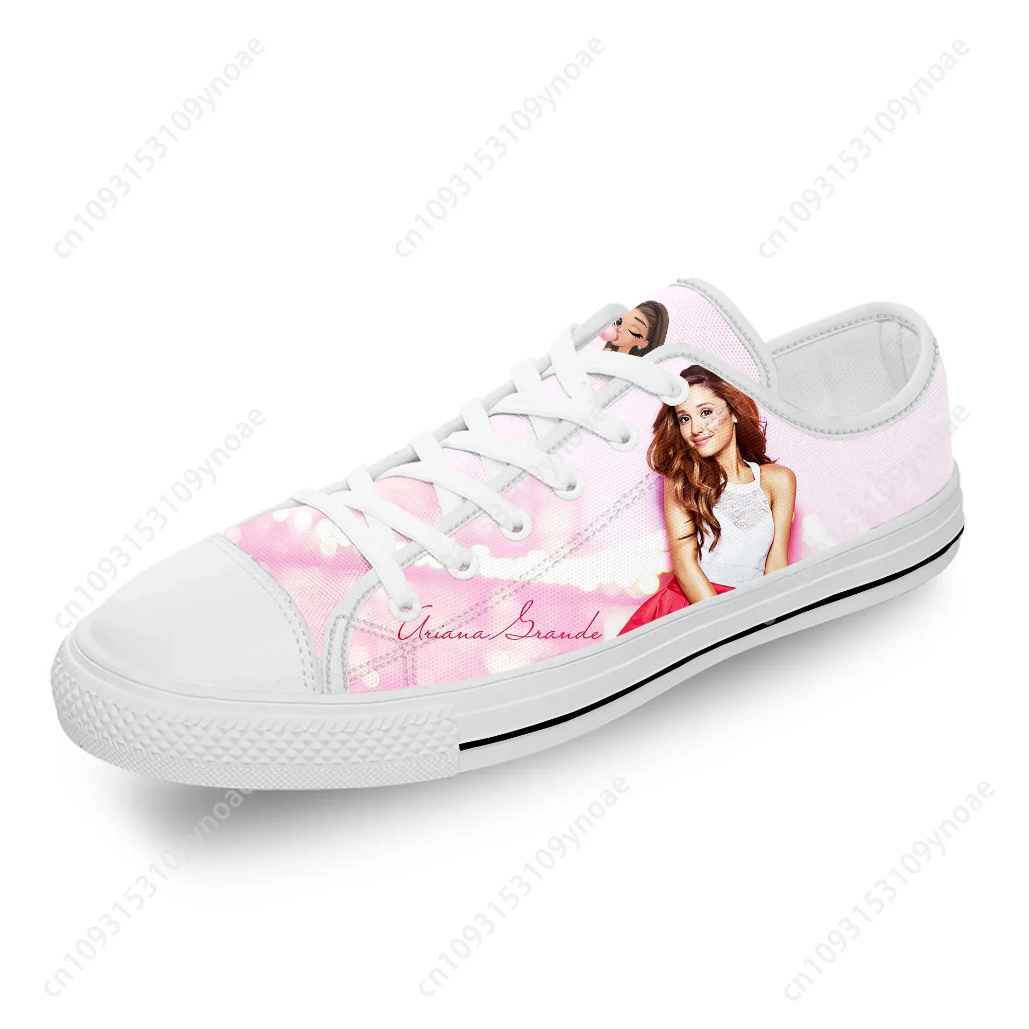 Grande Pop Singer Music A-Arianas White Cloth 3D Print Low Top Canvas Fashion Shoes Men Women  Lightweight Breathable Sneakers