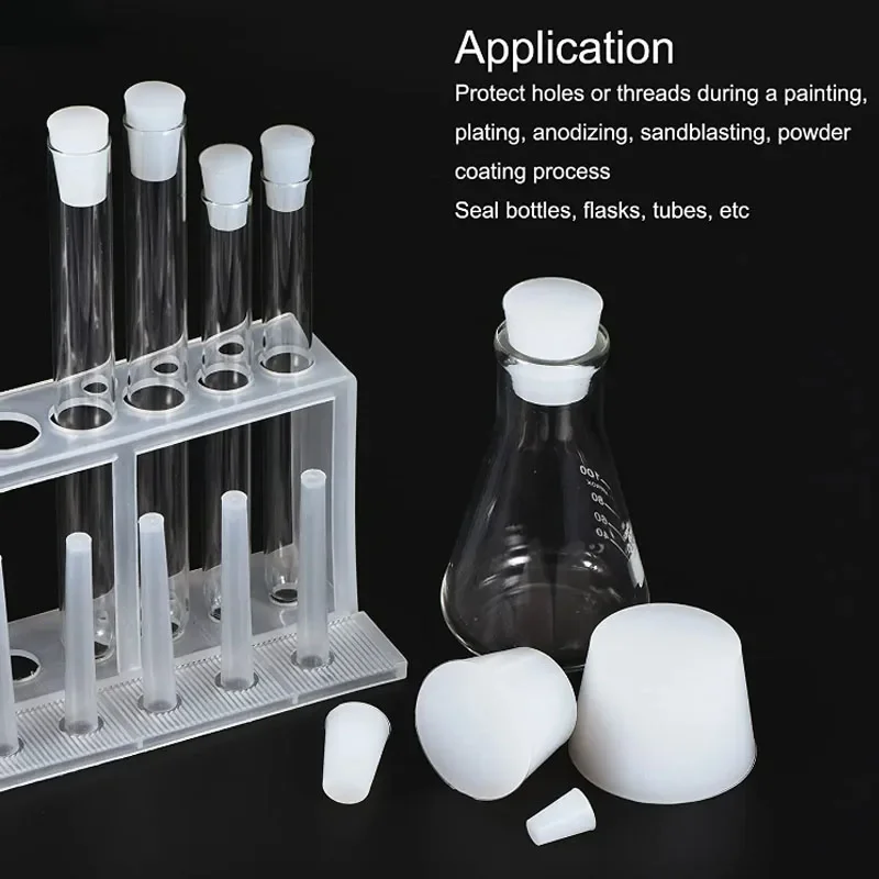 White Solid Silicone Plug High Temp Rubber Conical Stopper Laboratory Flask Sealing Cover Water Pipe Exhaust Valve