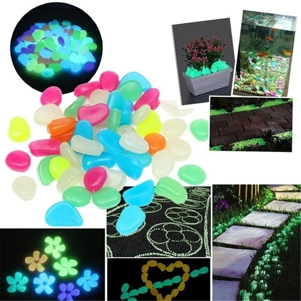 

10pcs Decoration 4.5cm Luminous Pebbles Garden Decoration Glow in Dark Luminous Stone Gravel Big Big Stone Fish Tank