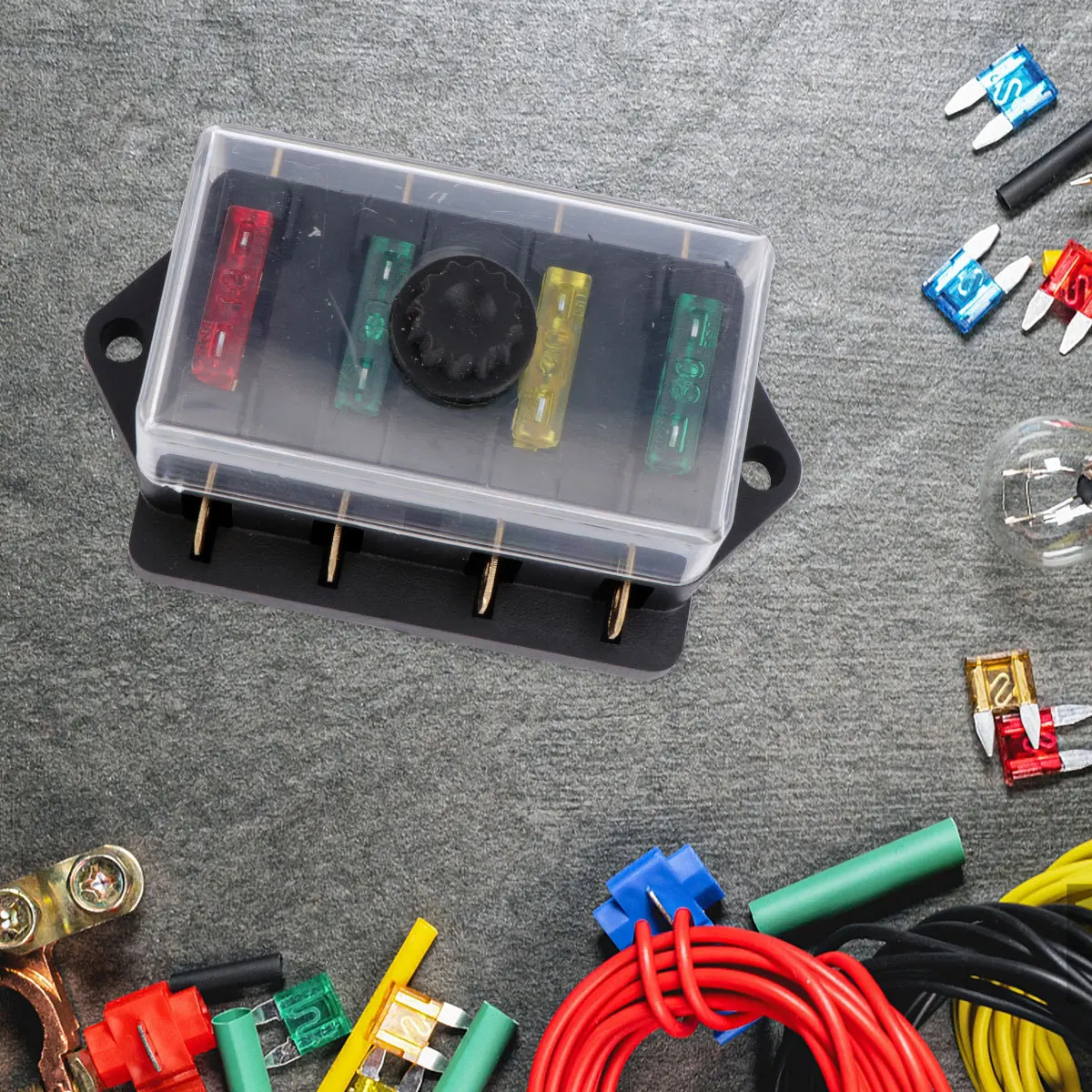 

4pcs Fuse Box Holder Block 10A 20A 30A Automotive Boat Car Van Electric Fuse Protection Cover Dustproof Snap Fit