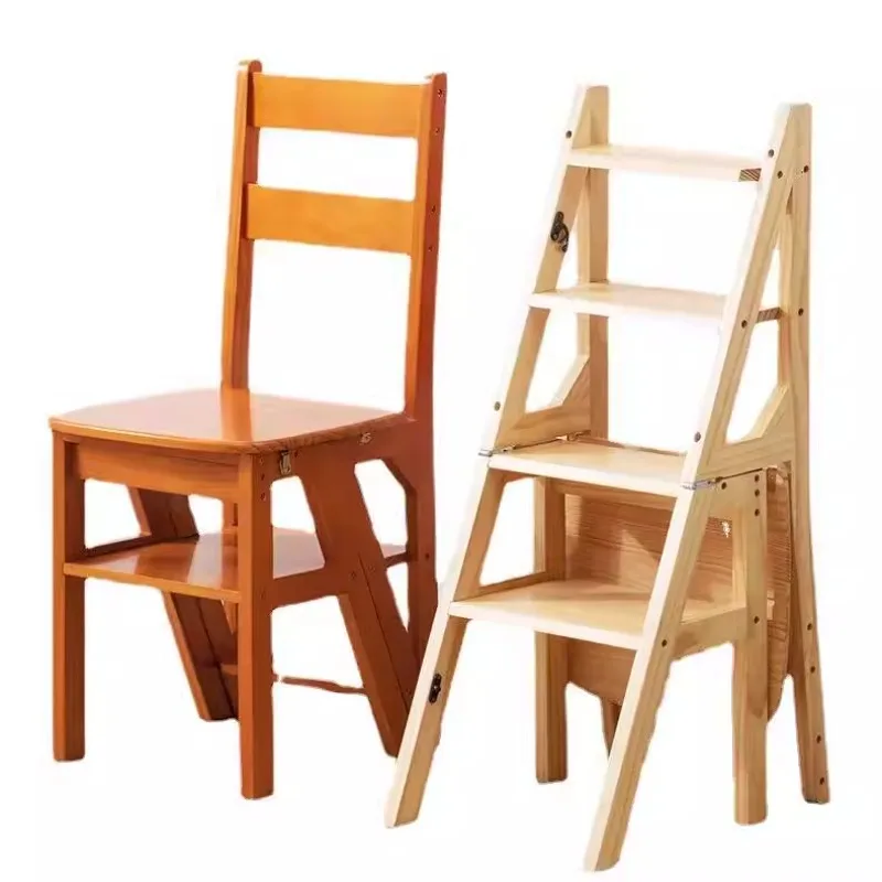 

Solid Wood Ladder Chair Household Ladder Chair Folding Dual-use Ladder Stool Indoor Climbing Pedal Stair Multi-function