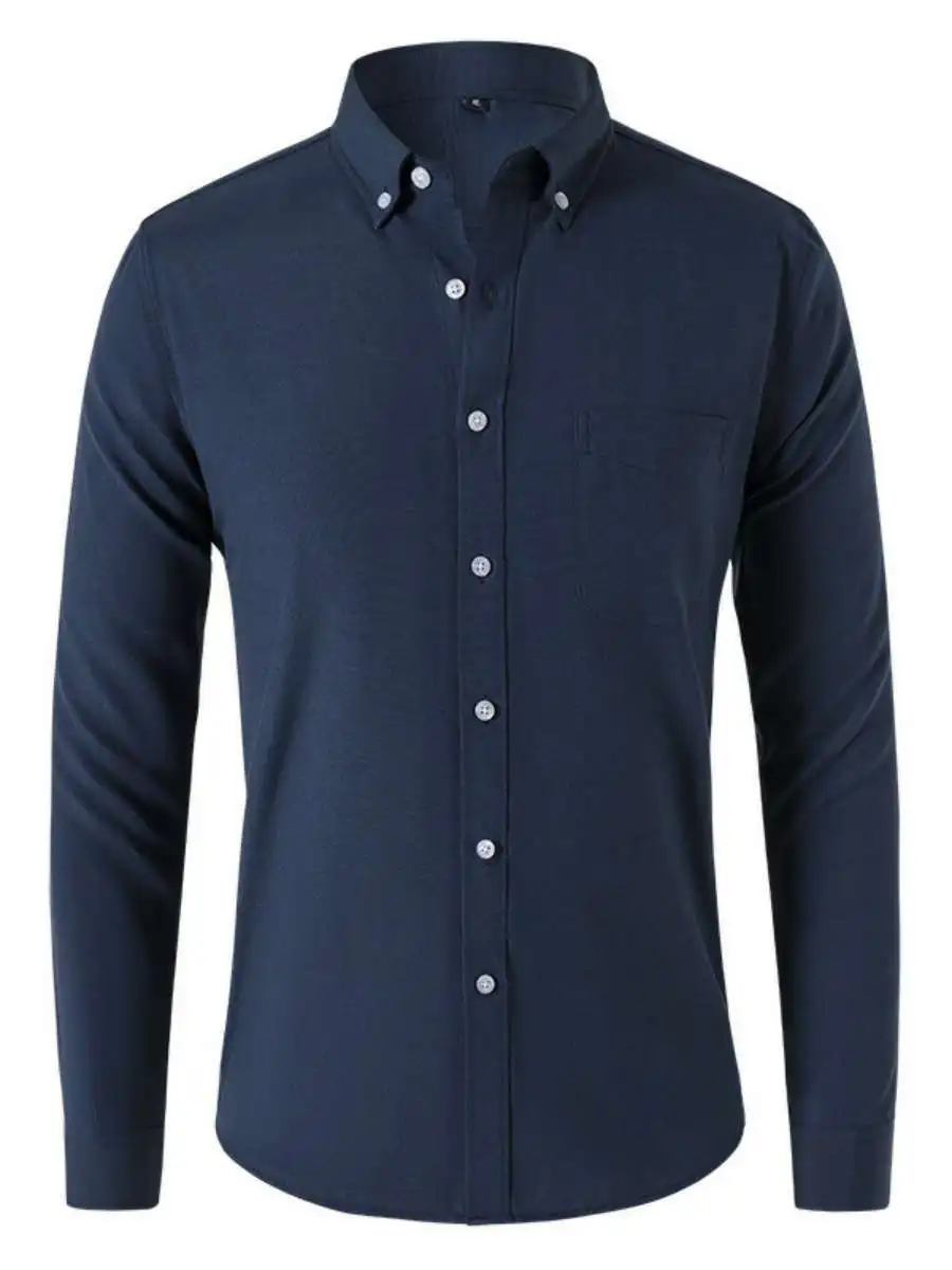 

Ox Cloth Men's irt Casual Loose Fit Long Sve Pure Color Spring 2024 Sle Comfortable Breathable Daily Wear