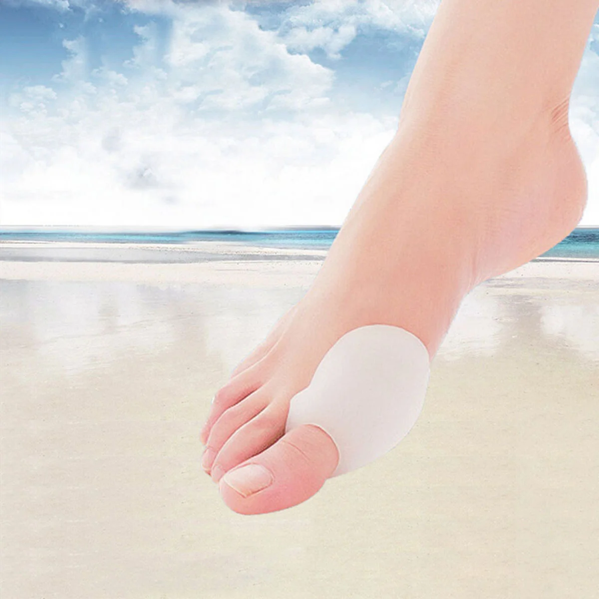 Healthy Silicone Magnetic Toe Rings - One Pair (Translucent White)