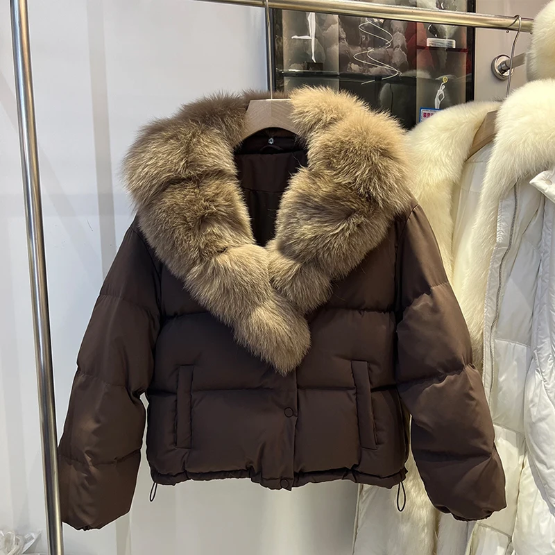 Damen Faion Thiened Goose Down Jaet Pelzkragen ort Loose Sle Koreanische Version Pendeln Sle Warmer Mantel