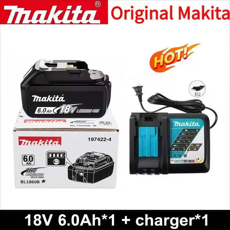 

100% Original Makita 18V 6.0Ah battery, for Makita BL1830B， BL1840 ，BL1840B ，BL1850 BL1860B power tools battery
