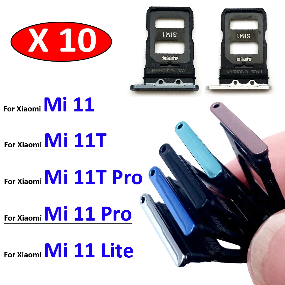 

10 шт., держатель слота для SIM-карты, адаптер для Xiaomi Mi 11 11T Mi11 Pro Lite