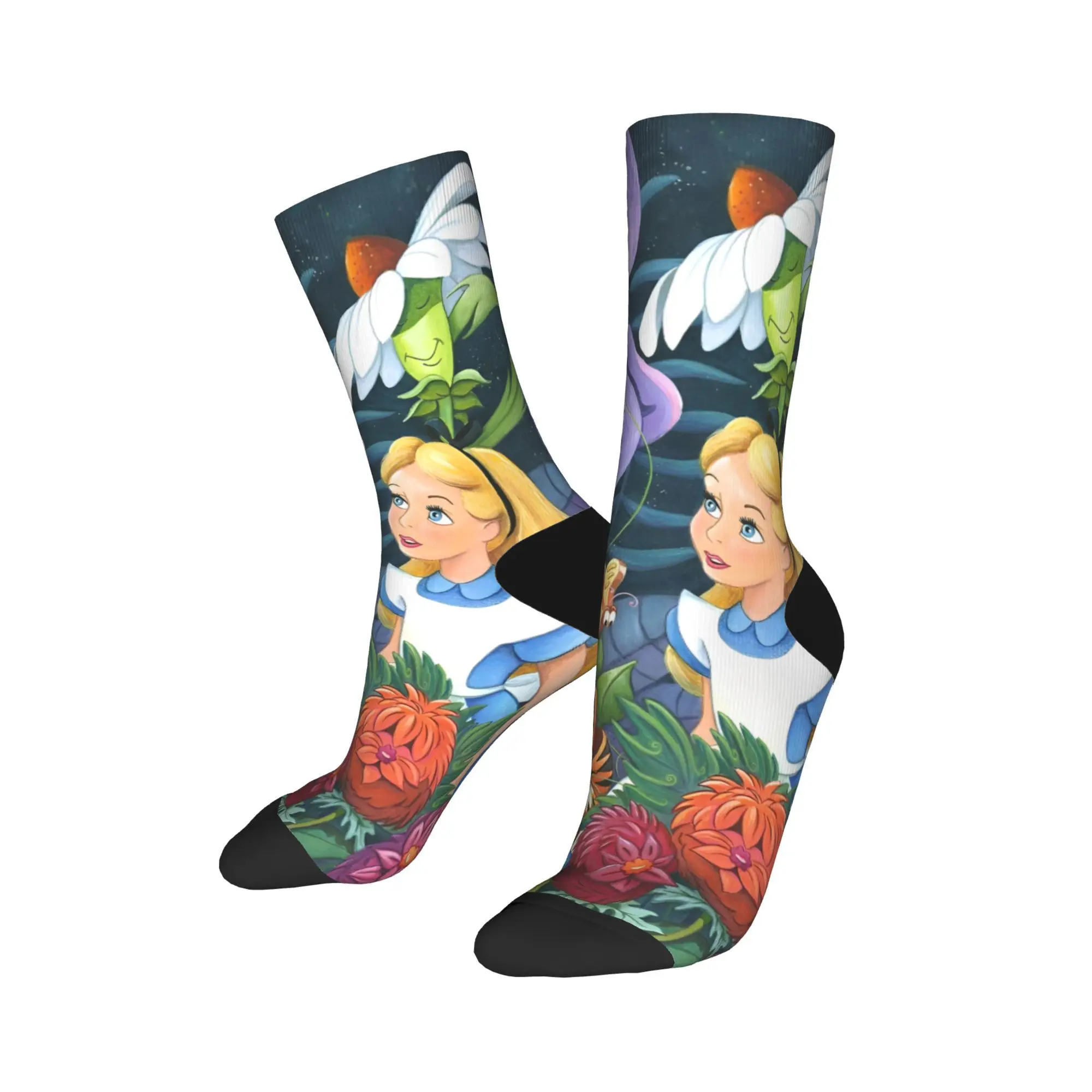 Men's Women's Princess Alice in Wonderland Socks Super Soft Fashion  Socks Novelty Middle Tube Crew Socks Birthday Present