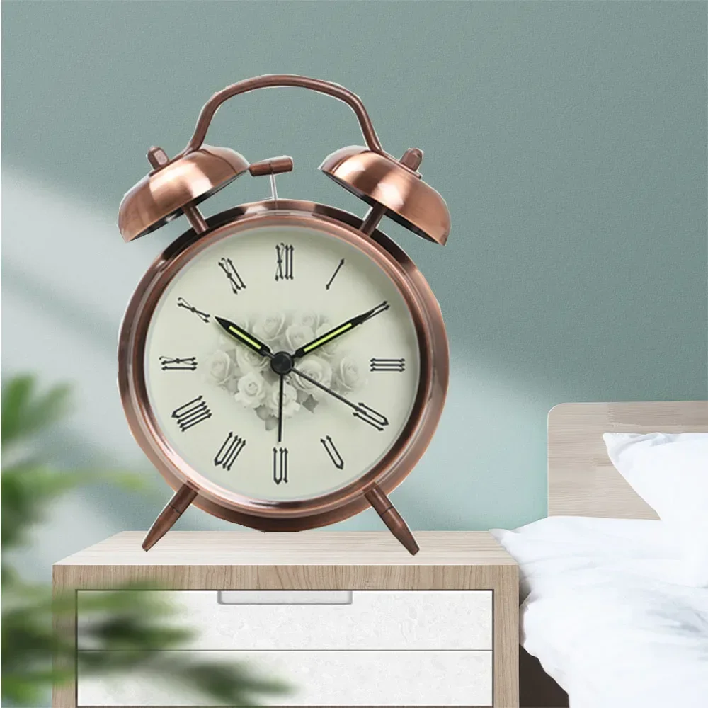 

4-inch Retro Alarm Clock Children's Wake-up Desk Clock with Night Light Digital Clock Home Bedroom Decoration Bedside Bell