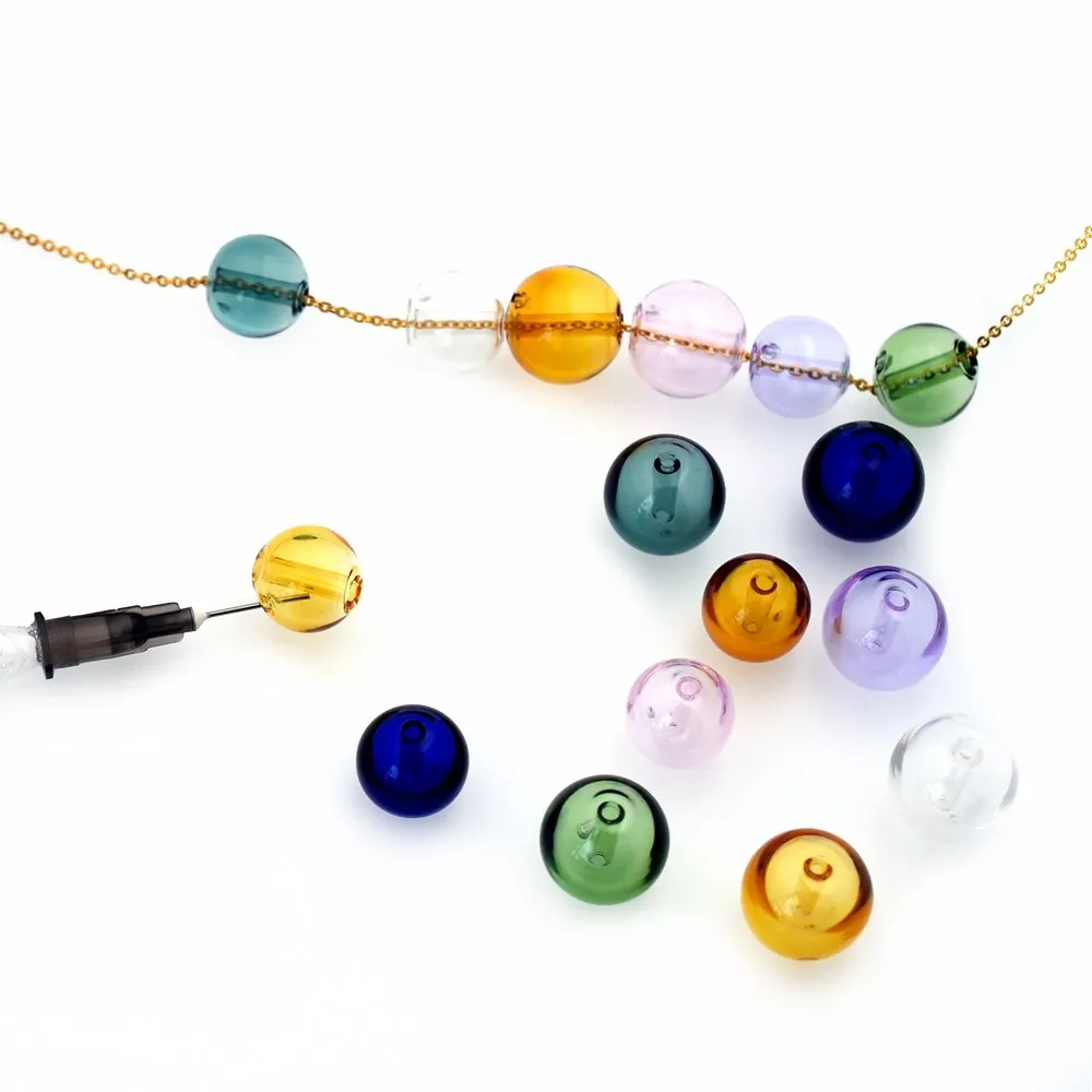 5pieces 12mm-16mm Diffuser Perfume Refillable Glass Ball Pendant Handmade Essential Oil Aromatherapy Beads For Jewelry Making
