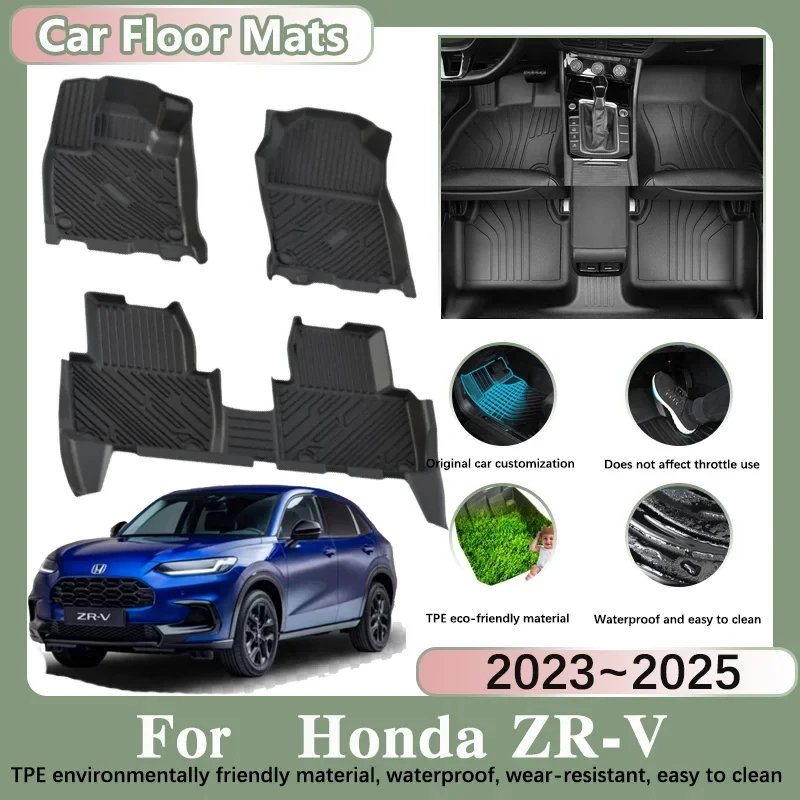 Car Floor Mat For Honda ZR V ZRV 2023 2024 2025 Auto Foot Pad Custom Liner Waterproof Covers Interior Rug Car Accessories Mats