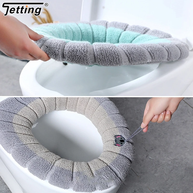 1 pz caldo coprisedile del water tappetino del bagno cuscino del water con manico più spesso morbido lavabile Closestool accessori più caldi