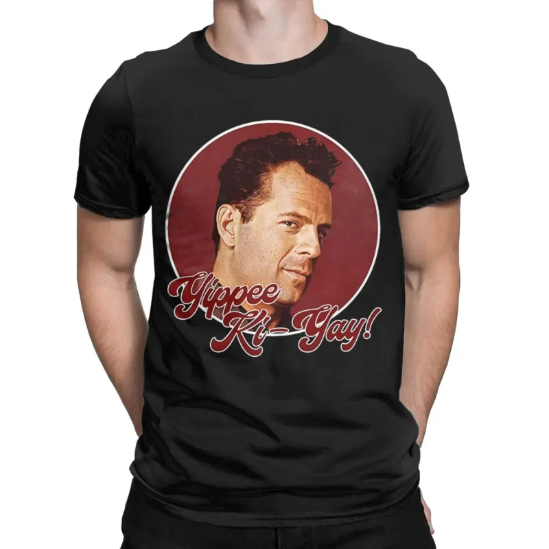 Men Women's Bruce Willis Yippee Ki Yay Graphic Shirts Outfit Novelty Cotton T Shirts Top Tee Clothes Summer