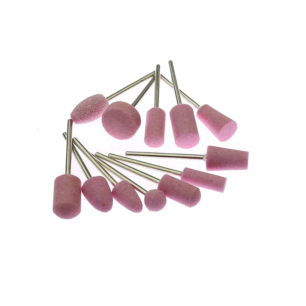 12 Uds. Ruedas de pulido de fieltro, cabezal de molienda de cerámica montado en vástago de 2,35mm, brocas Dremel, herramientas de acabado de molde para decoración de uñas