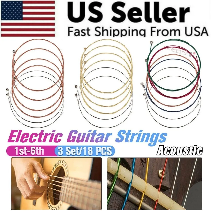 3 Sets of 6 Guitar Strings Replacement Steel String For Acoustic Guitar 1st6th