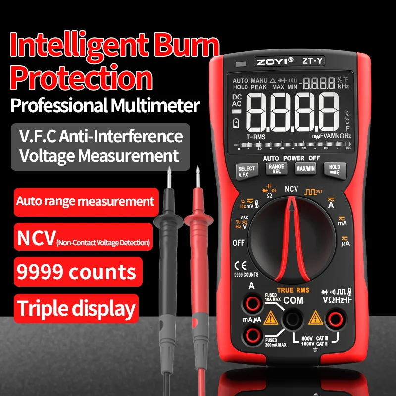 Zoyi High-Precision ZT-Y Automatic Range Multifunctional Digital Multimeter Intelligent Anti-burn Electrician Maintenance