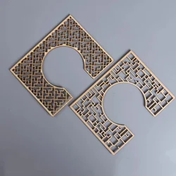 2Pcs Chinese Style Wooden Furniture Miniature Wood Carving Door Wooden House Decor Frame Wall Door Woodcarving Decal Model Kits