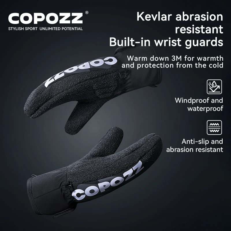 COPOZZ Kevlar Thicken Ski Gloves Winter Men Women 3M Thinsulate Thermal Snowboard Gloves Waterproof Warm Mittens Ski Gloves - Image 4