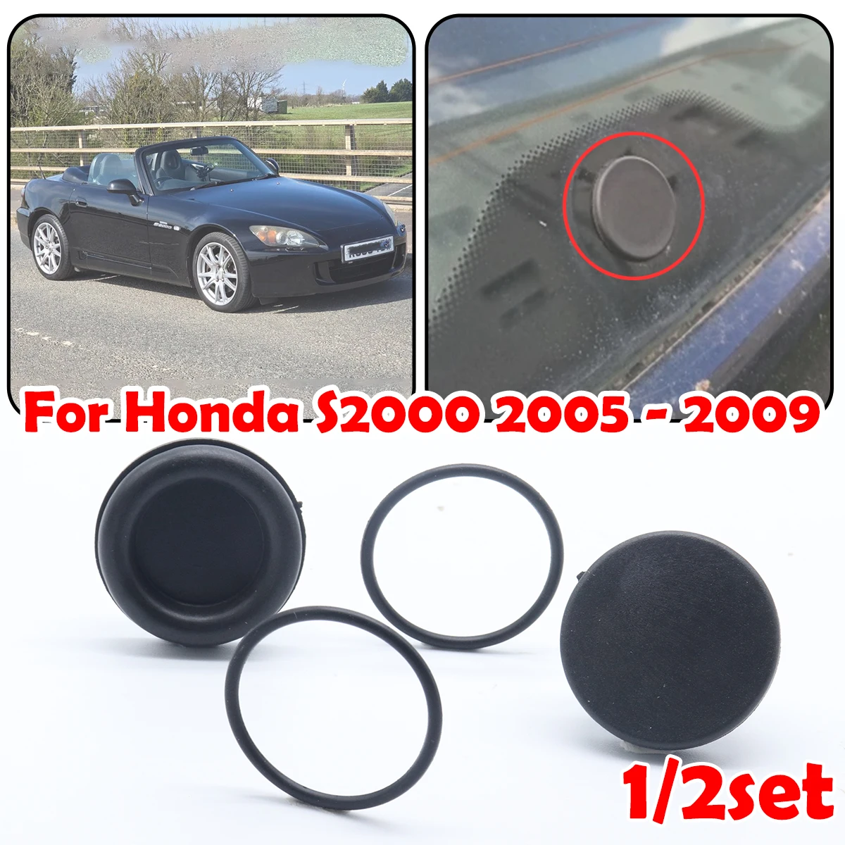 

For Honda S2000 2005 2006 2007 - 2009 Rear Windshield Wiper Arm Rocker Delete Bung O Ring Rubber Grommet Plug Cap Accessories