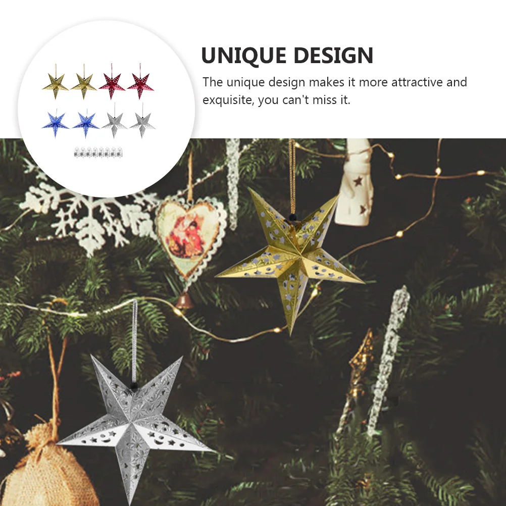 

8 Pcs Hanging Decoration Star and Moon Light Christmas Decorations Lights Stars