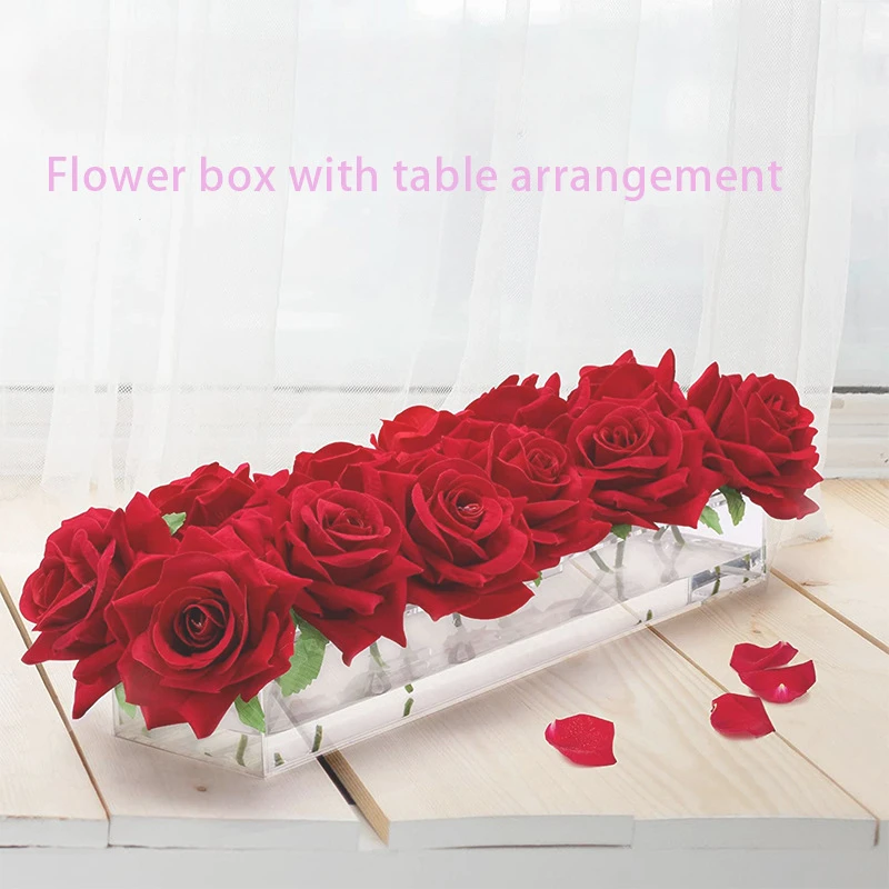 

Wedding Dining Table Acrylic Hydroponic Flower Arrangement Box Home DIY Handmade Eternal Flower Box Set