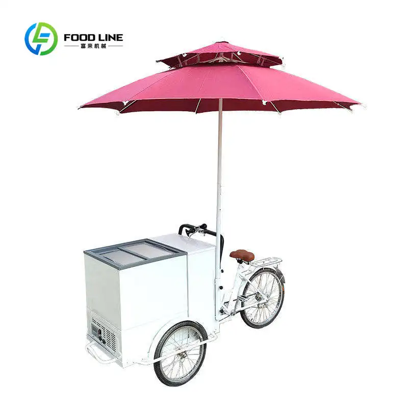

Customized Mobile Ice Cream Cargo Bike With Refrigerator 3 Wheels Freezer Ice Cream Bicycle for Cold Drinks