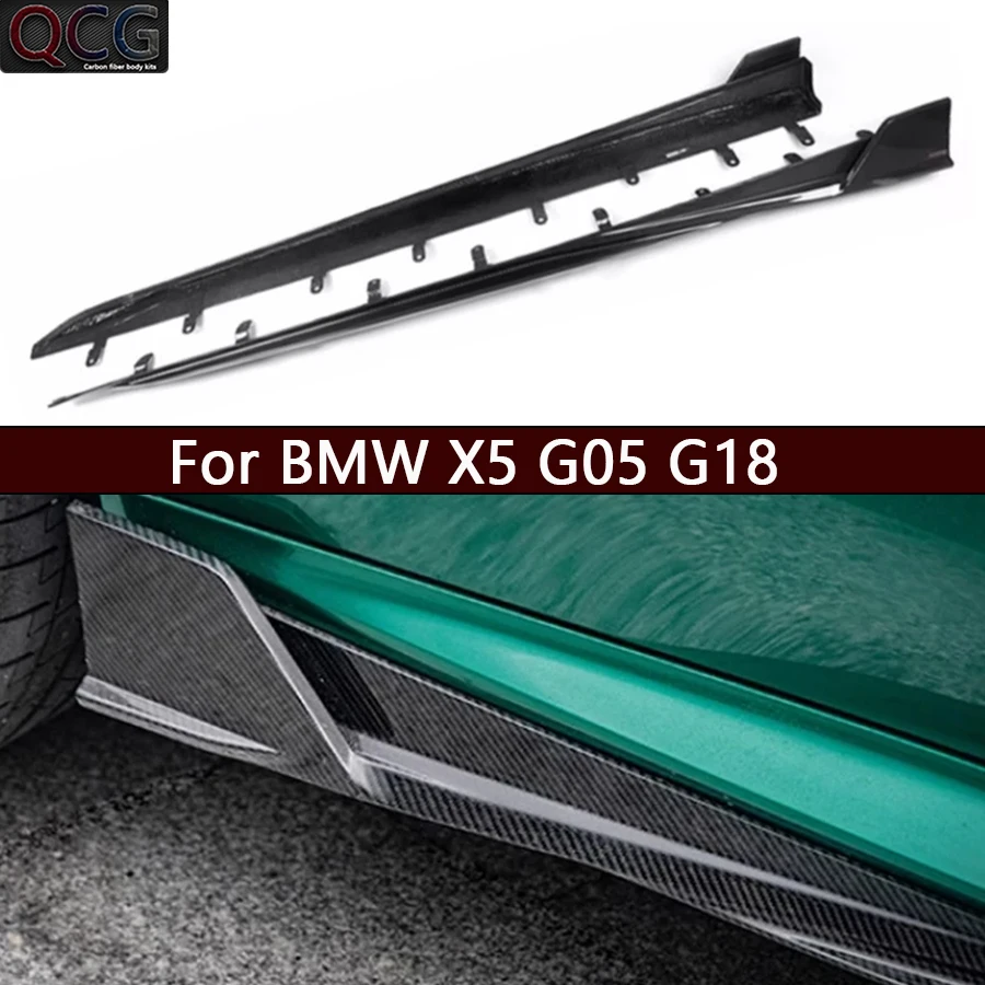 

For BMW X5 G05 G18 2023+ Dry Carbon Fiber Side Skirts Side bumper Splitters Side skirt Cupwings Apron Side panel Car Accessories
