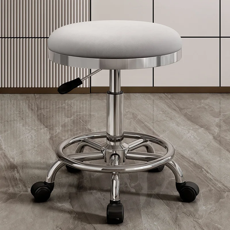 #Adjustable rotating salon stool with wheels for hydraulic lift round upholstered seats in beauty spa medical offices
