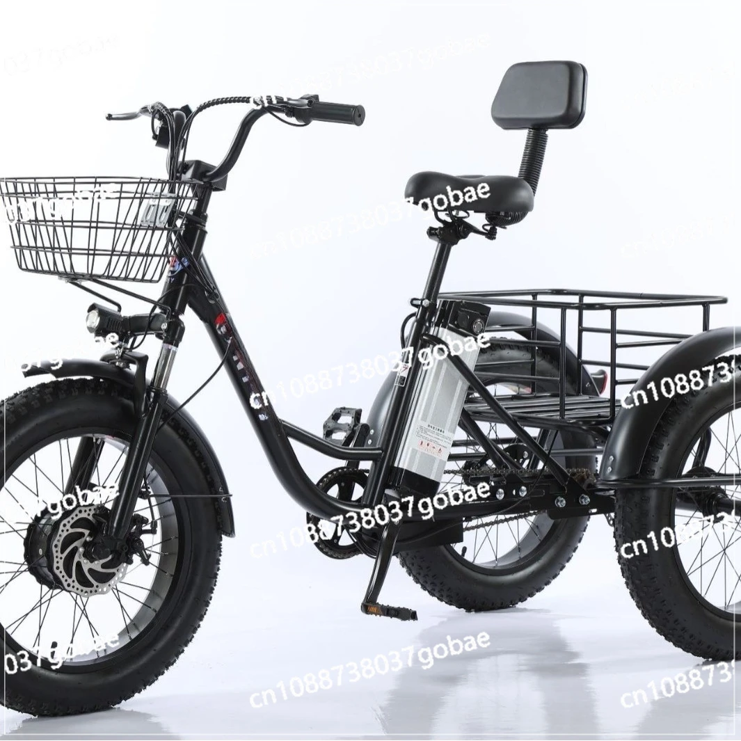 

Iron three-wheel 20-inch hot-selling fat tire snow vegetable basket lithium battery with rear seat