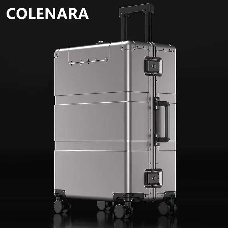 COLENARA Men's Suitcase Full Aluminum Magnesium Alloy Boarding Box Large Capacity Trolley Case 20
