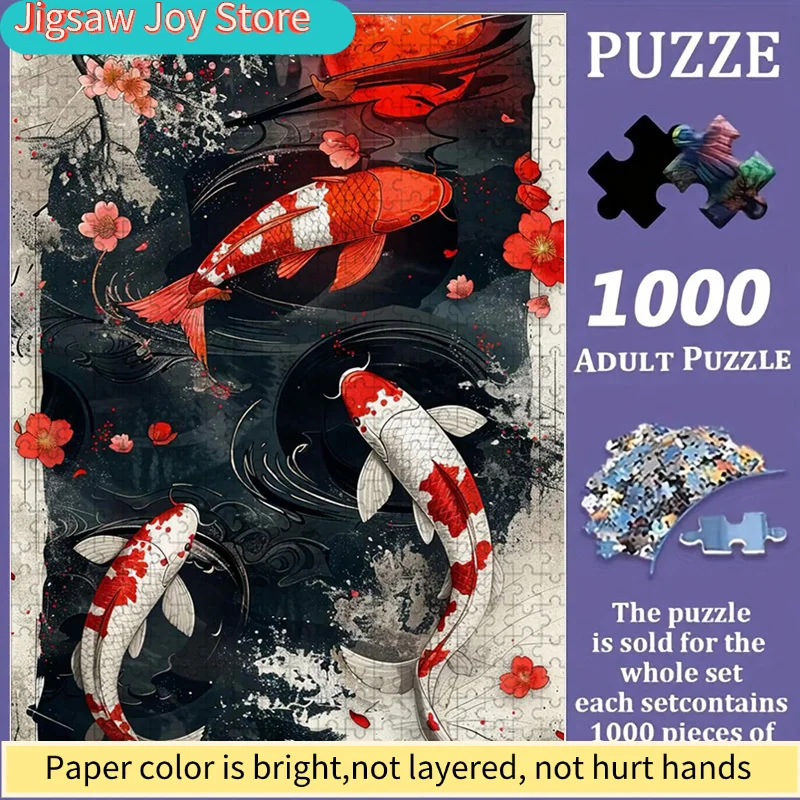 

Large Koi Fish Jigsaw Puzzle Suitable for & s - Colorful Carp Fish Pieces, Challenging & Fun Family Activity, Portable Box fo