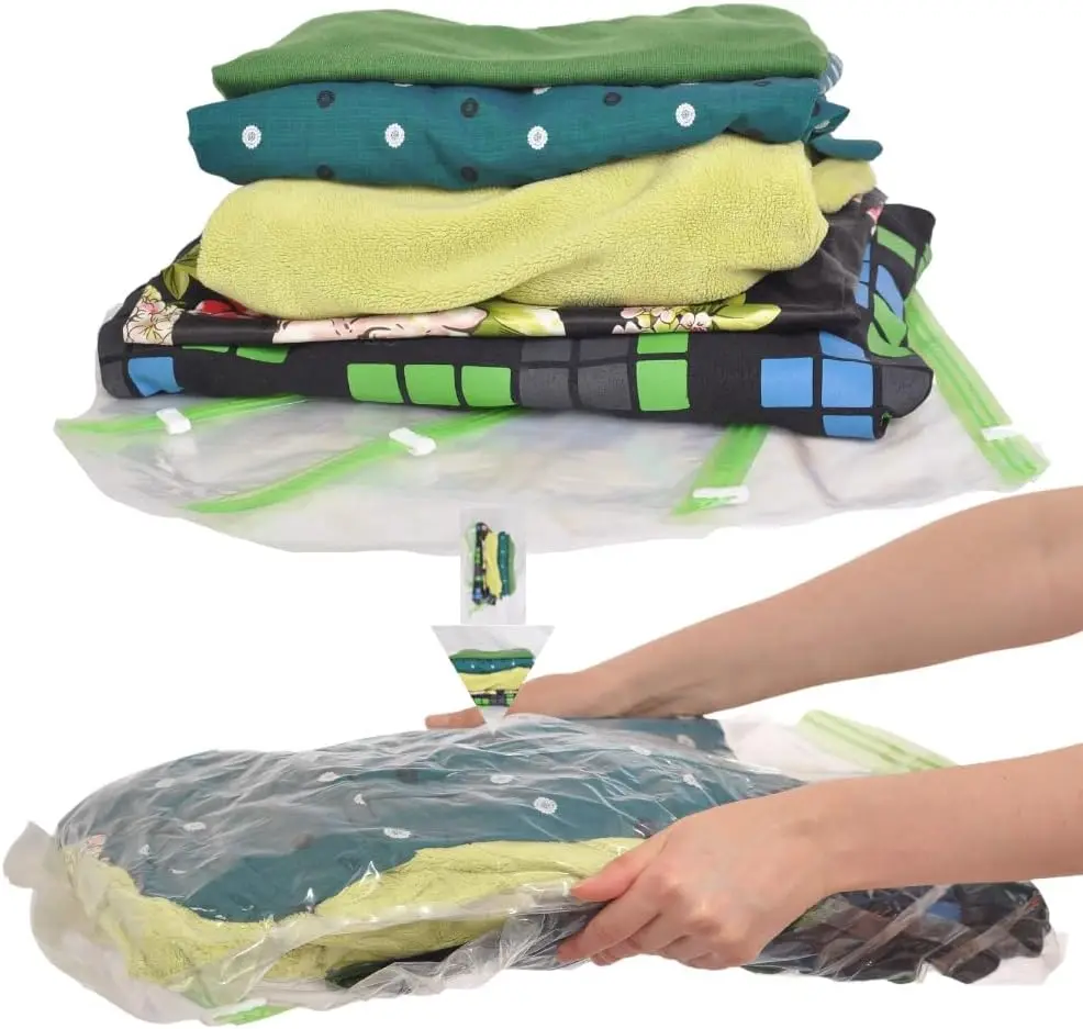 

Travel Space Saver Bags - No Vacuum Needed - 4L & 4M - Reusable Compression Sacks for Clothes